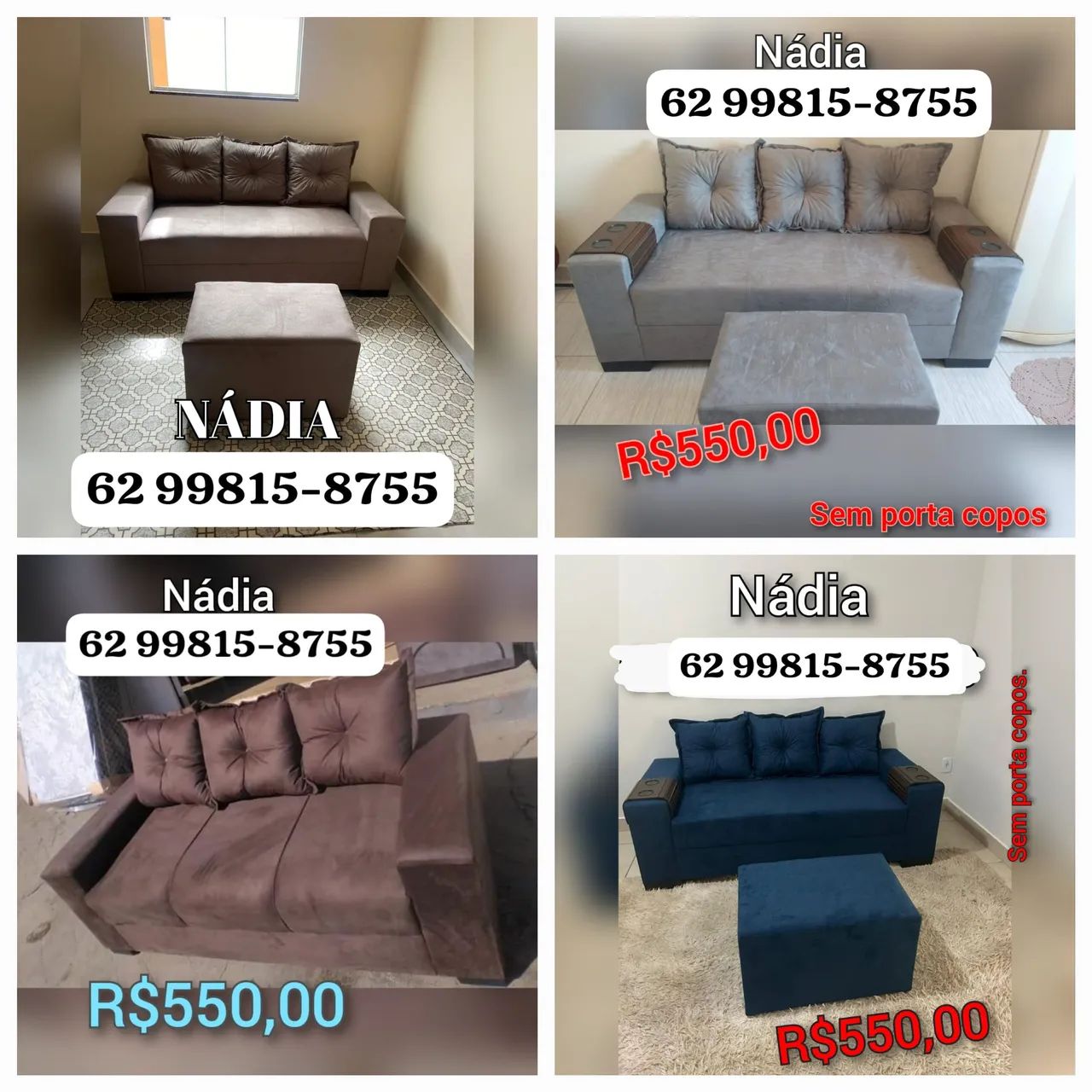 Sofá em promoção com puff