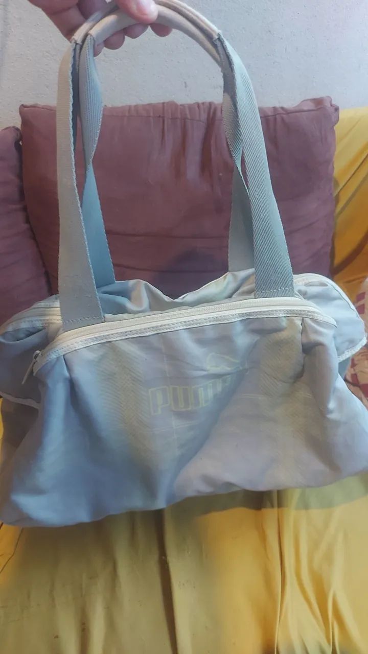Bolsa esporte fino cinza e bege - Foto 4