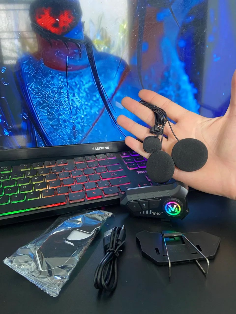 Kit 2 Intercomunicadores Bluetooth Y10 para Capacete