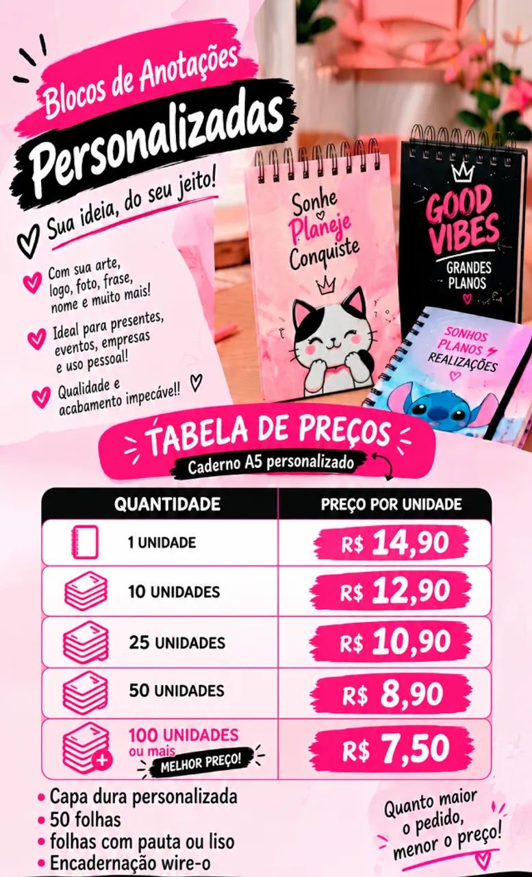 Bloco A6 com 50 folhas 16x11