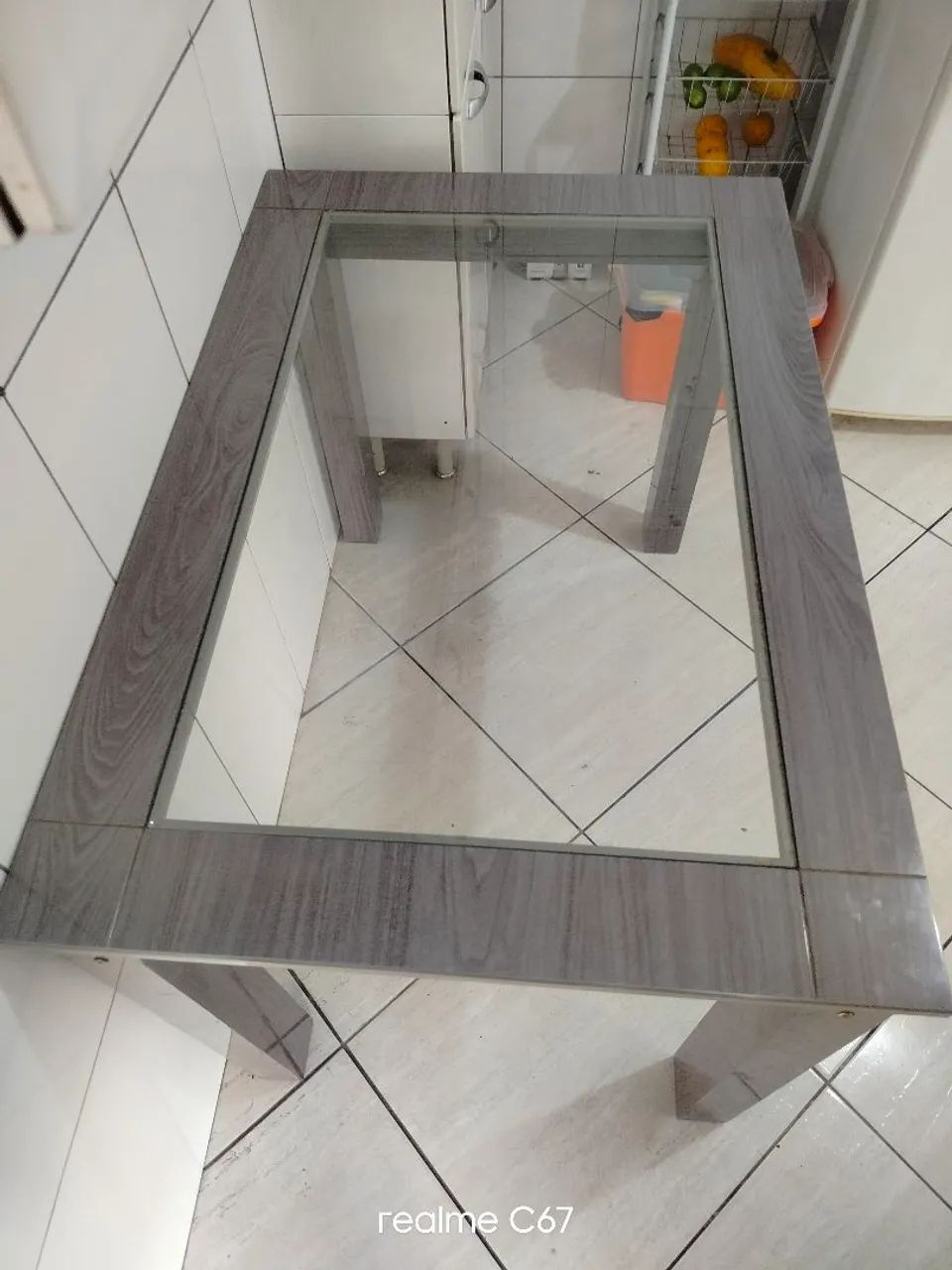 Mesa pes de madeira com tampo de vidro  - Foto 2
