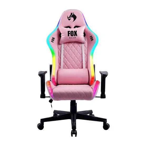 Cadeira gamer rosa com led