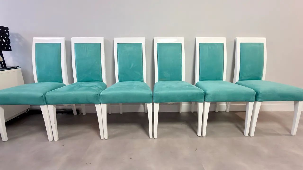 Kit Com 6 Cadeiras Madeira Maciça Estofadas P/ Mesa De Jantar verde suede - Foto 5