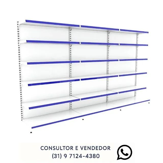 Gondola de Parede 6 Bandejas 2m de Altura