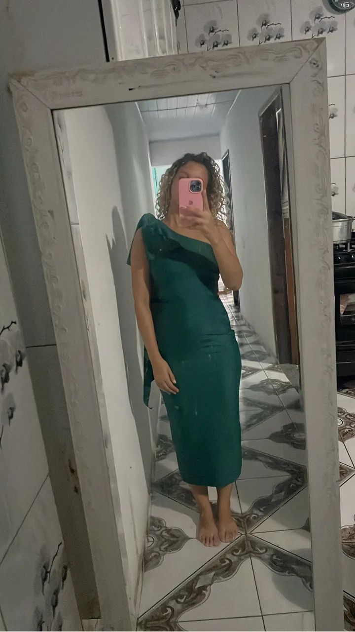 Vestido de festa verde esmeralda 