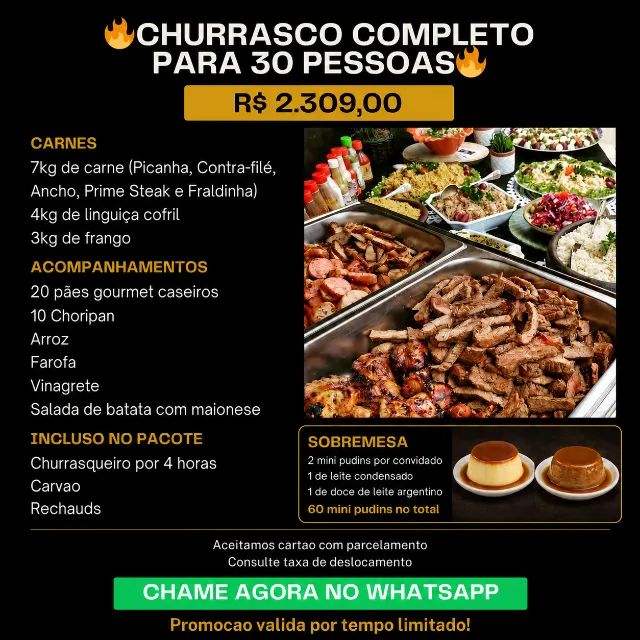 Kit Buffet de Churrasco Completo Com ou Sem Sobremesa - Foto 4