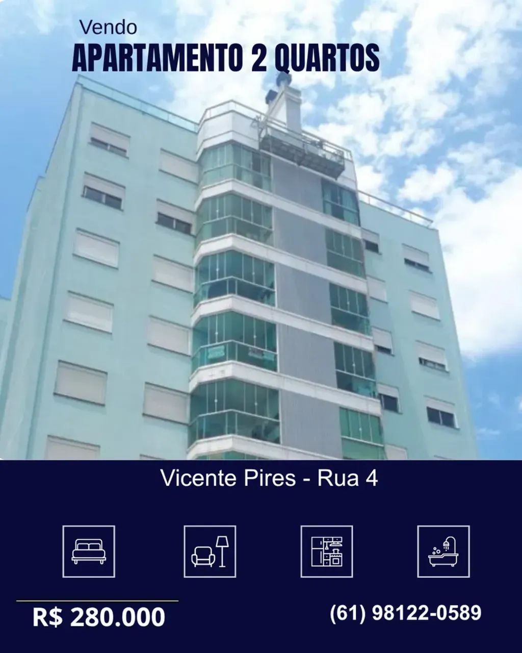 Imóvel para venda possui 48 metros quadrados com 2 quartos