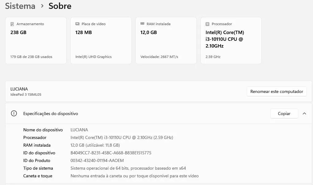 Notebook Lenovo IdeaPad 3 Intel i3 (10ª Geração) - 12GB RAM - SSD 256GB - Foto 4
