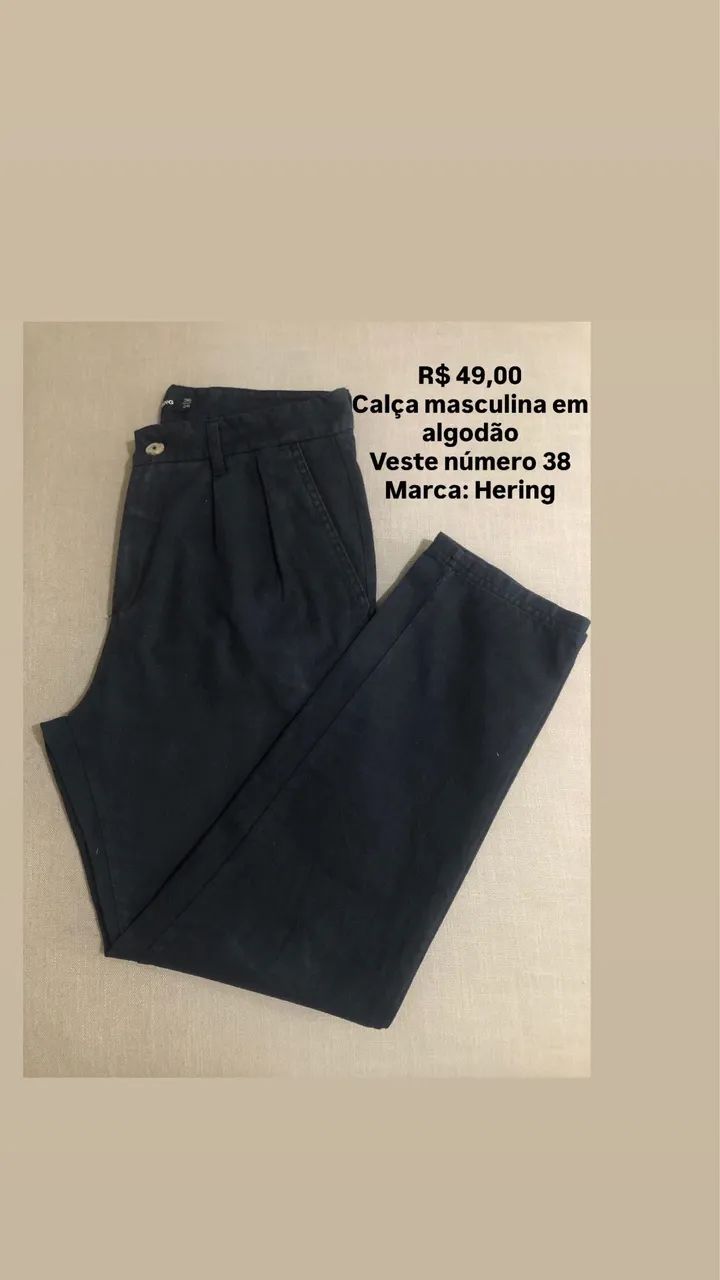 Calça masculina 38 azul marinho da Hering - Foto 2