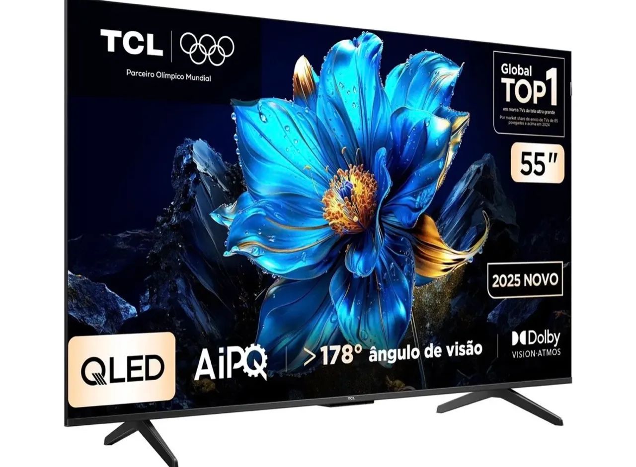 Smart TV 55" TCL 4K UHD QLED 55P7K Google TV AiPQ Google Assistente 3 HDMI 1 USB