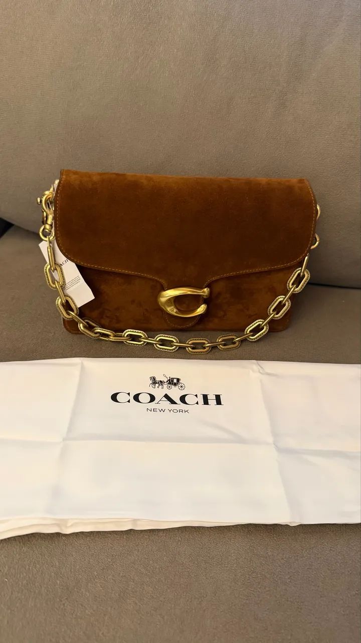 Bolsa coach tabby chain suede Caramelo 