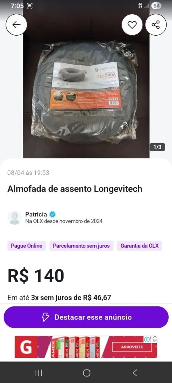 Vendo almofada de assento nova redonda 