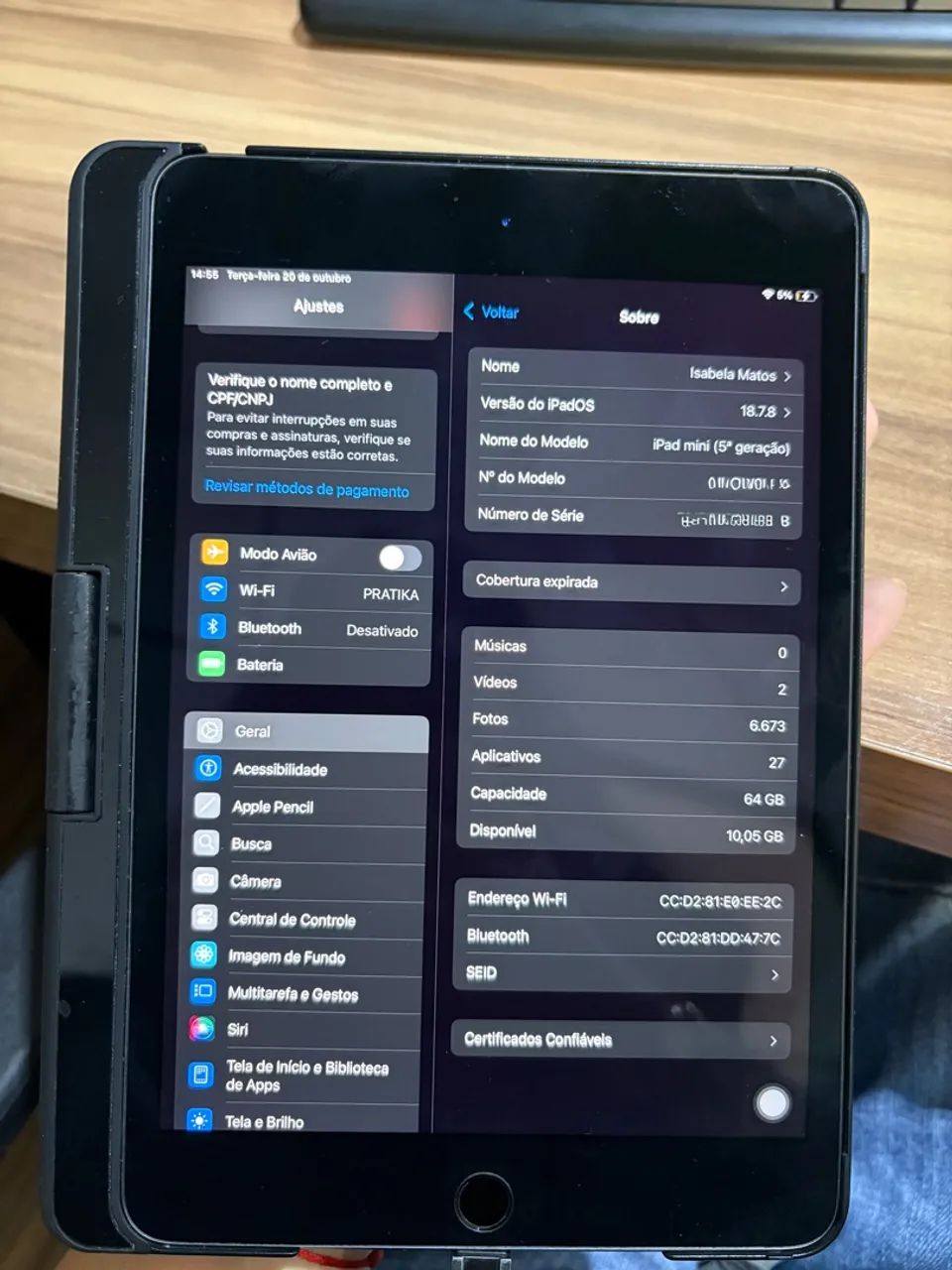 iPad mini 5 64 GB + Apple Pencil original + Capa com teclado - Foto 4