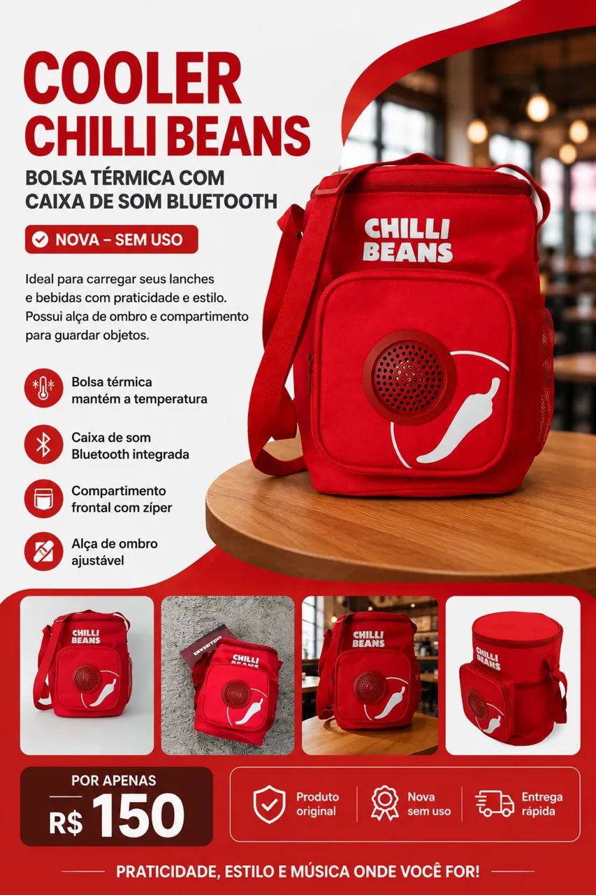 Bolsa Térmica Chilli Beans com Caixa de Som Bluetooth - Nova