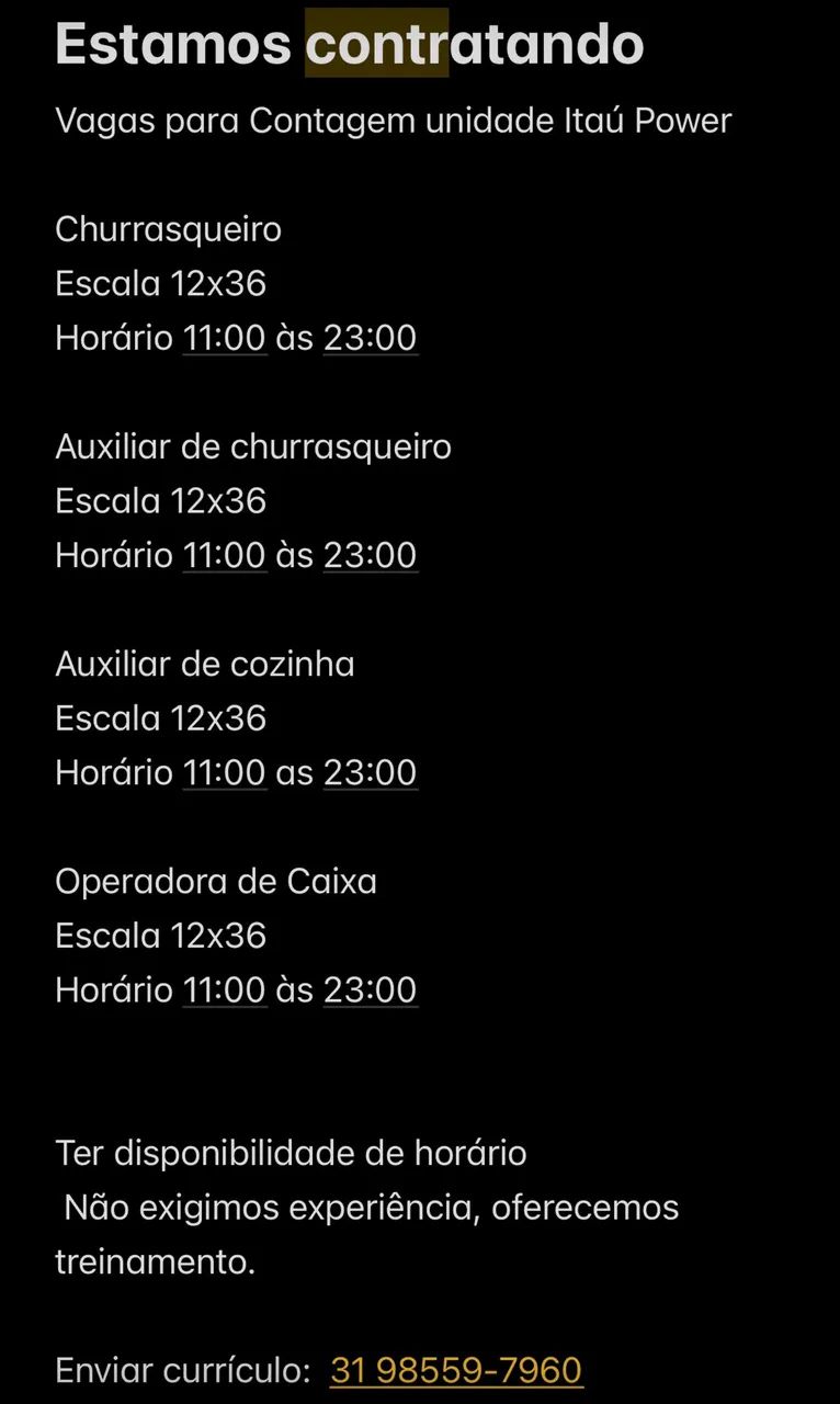 Vagas para restaurante 