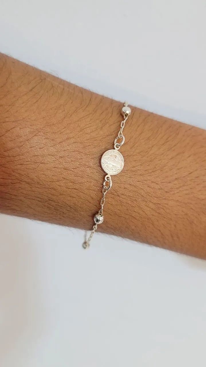 1 5 %  O F F ! Pulseira São Bento Prata 925 DESCONTO  - Foto 3