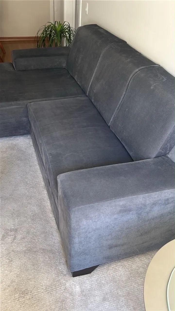 Sofá com chaise, grande, azul escuro. - Foto 2