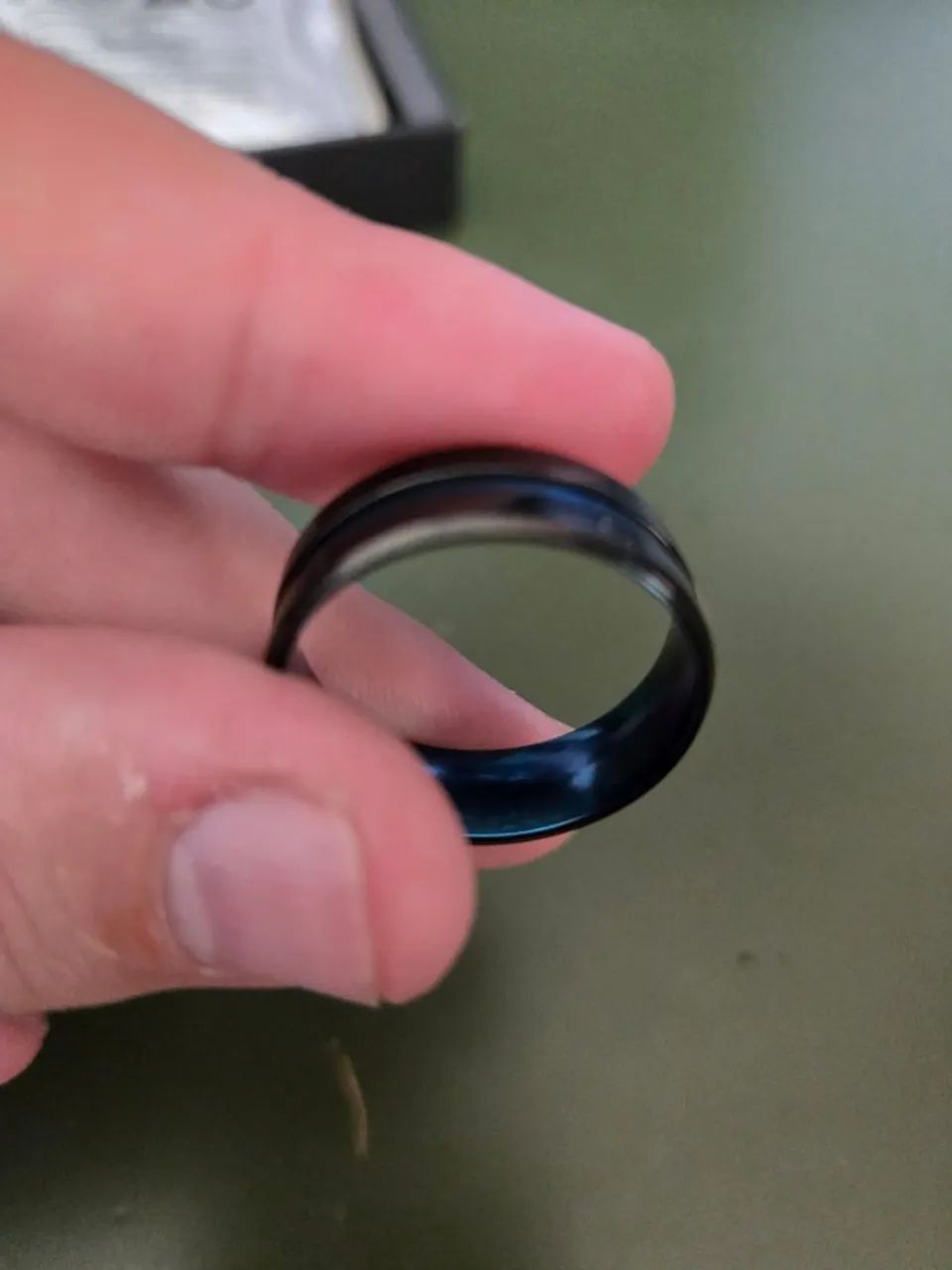 kit 2 anéis de tungstênio preto e azul 13 - Foto 4