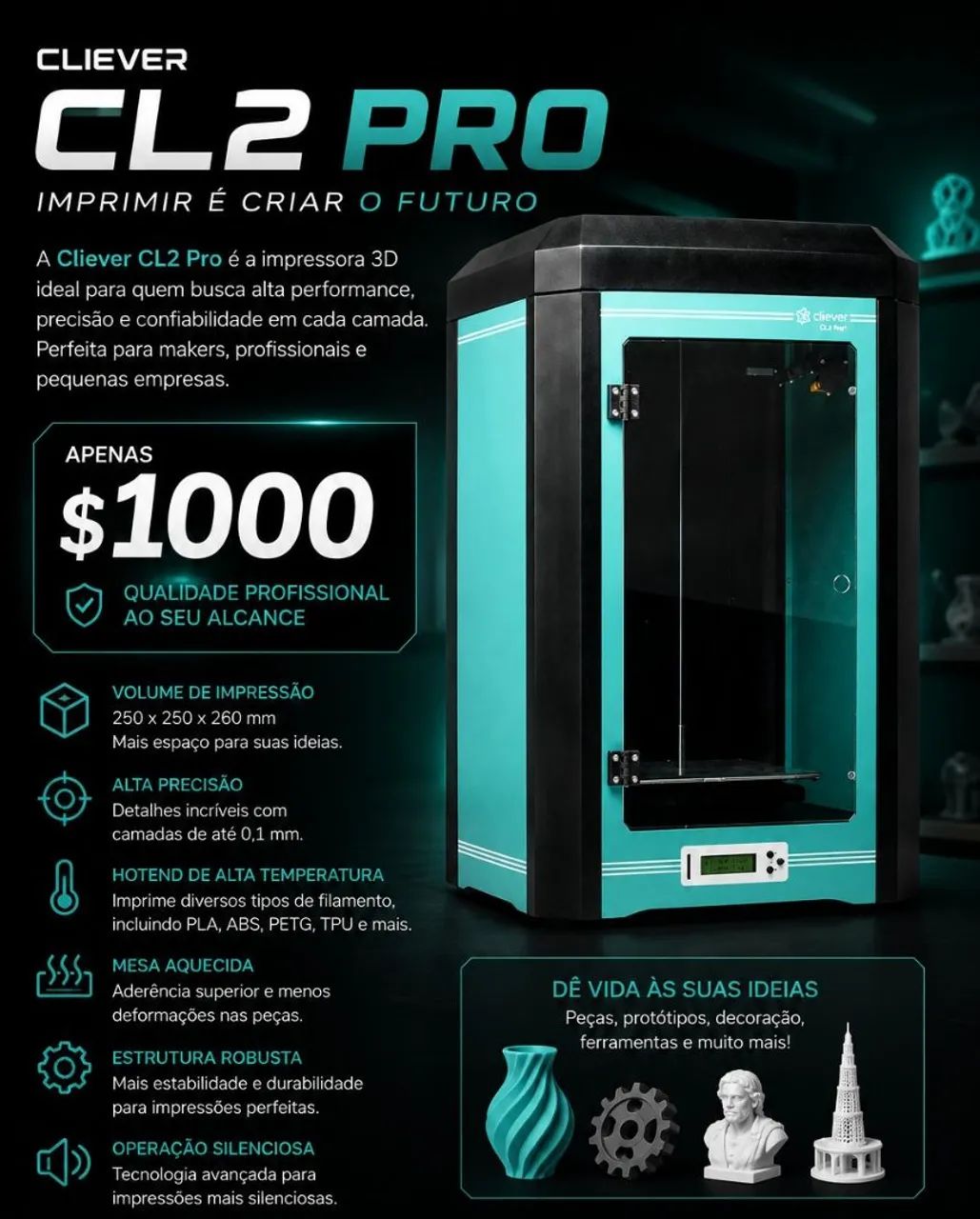 Impressora 3d Cliever CL2 Pro