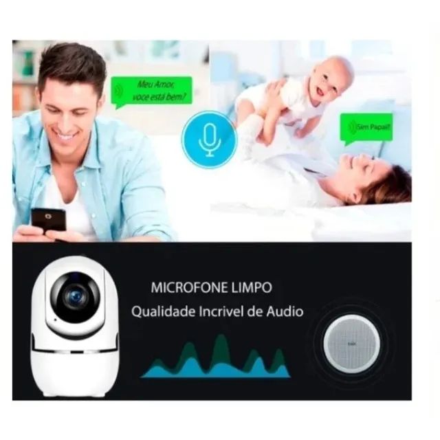 Babá Eletrônica Wi-Fi 1080p Giratória com Visão Noturna e Microfone - Foto 6