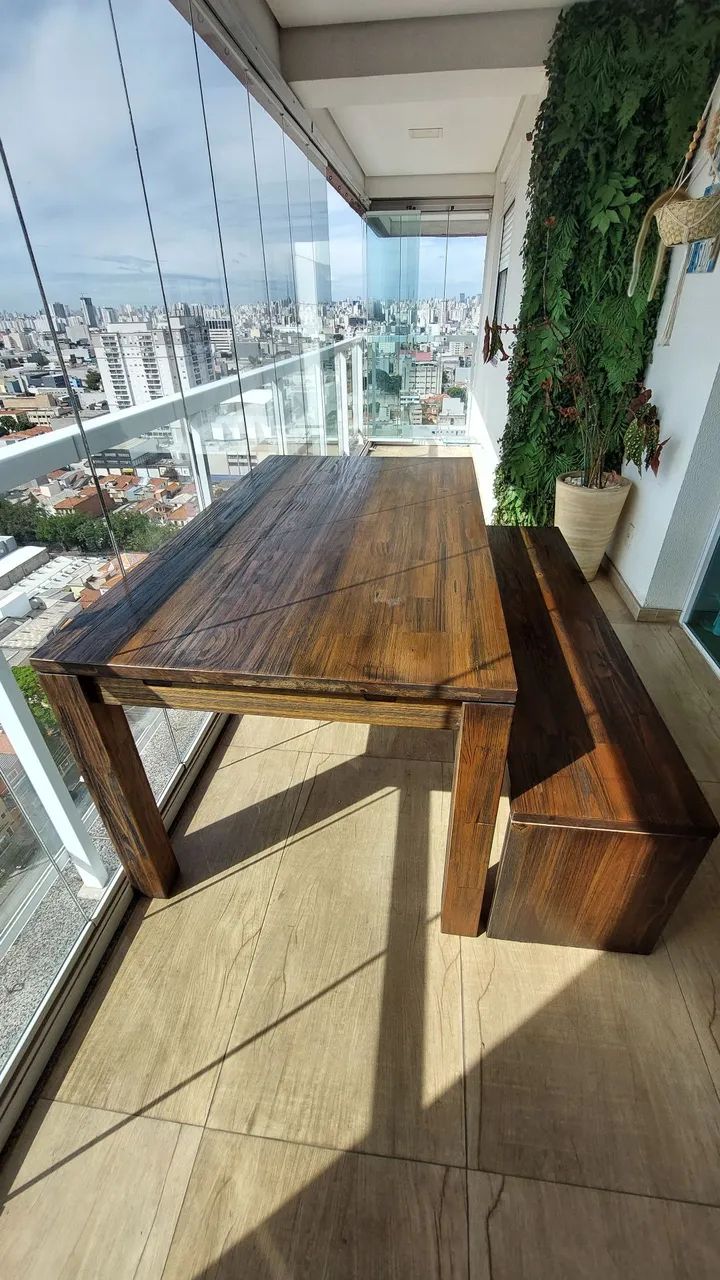 Mesa madeira rústica, externa ou interna com extensor de tamanho  - Foto 5