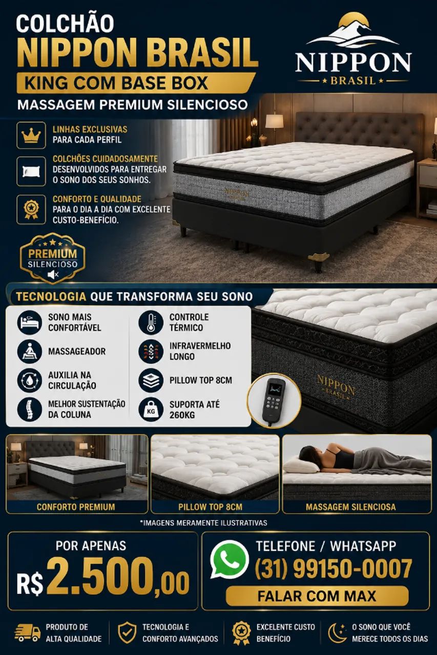 Cama com Box King Nippon Massageador