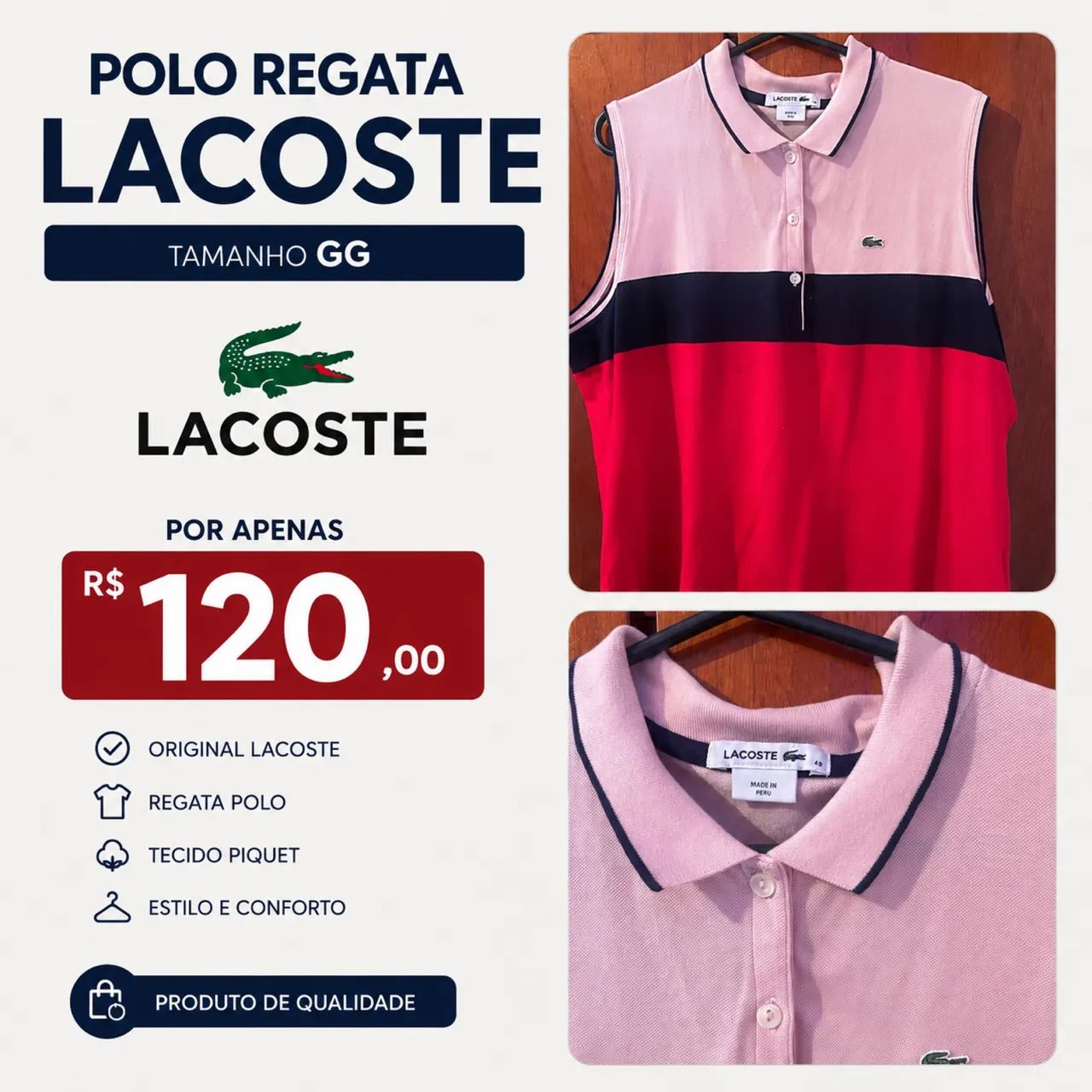 Polo regata Lacoste feminino  - Foto 2