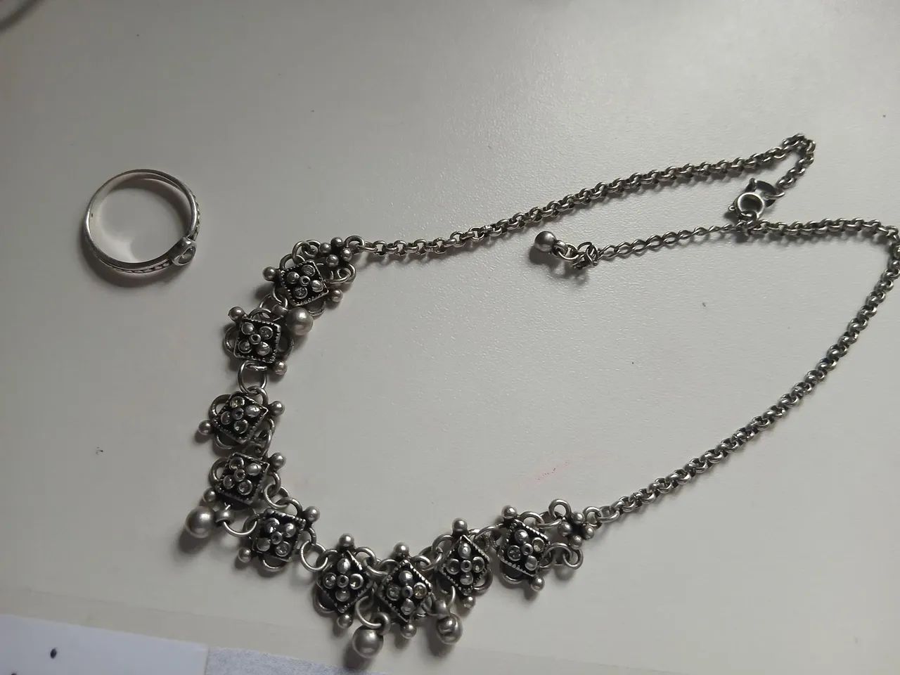 Colar Choker Prata 925 e Anel Solitário Coração Prata 925  - Foto 2