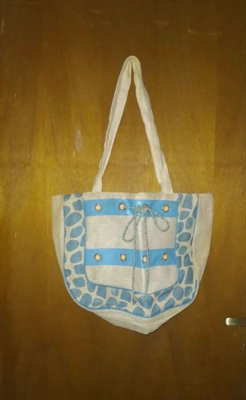 Bolsa de praia bege/azul