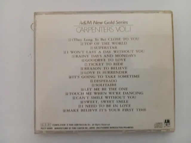 CD - Carpenters "A&M New Gold Series Volume 1" Importado Usado - Foto 2