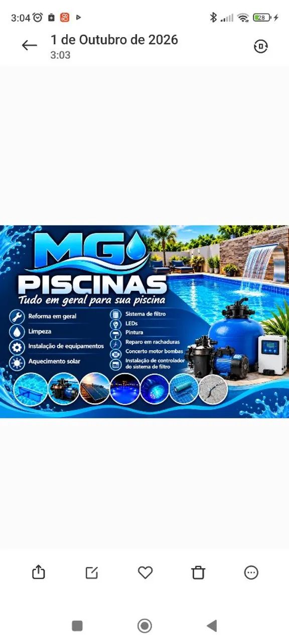 Limpeza e reformas de piscinas 