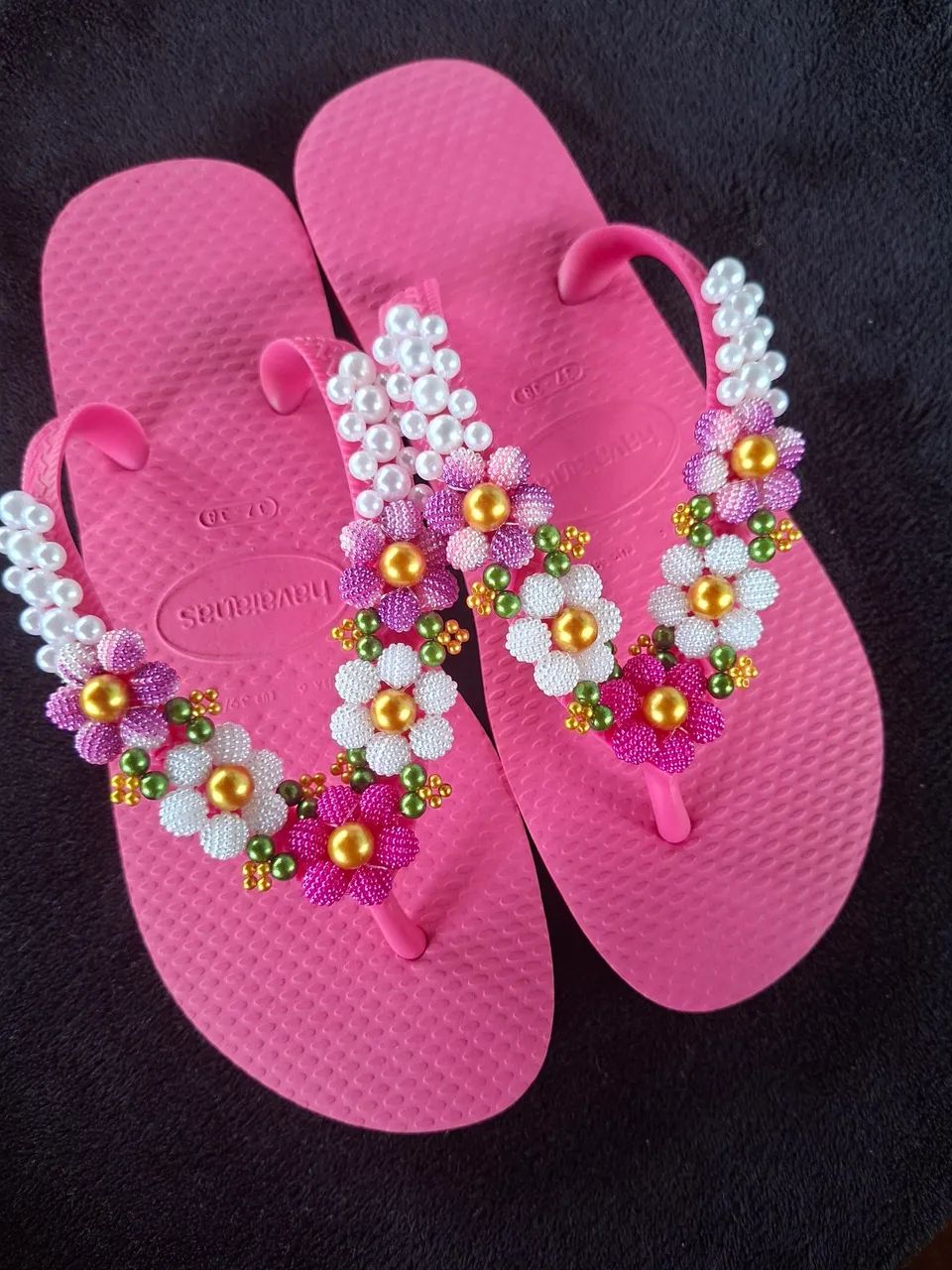 Havaianas original personalizadas com pérolas - Foto 3