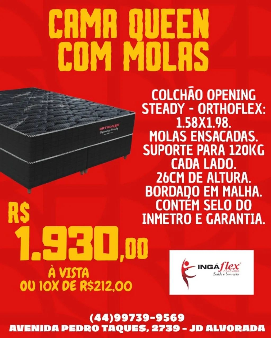 PROMOÇÃO - COLCHÃO DE MOLAS QUEEN + BASE BOX