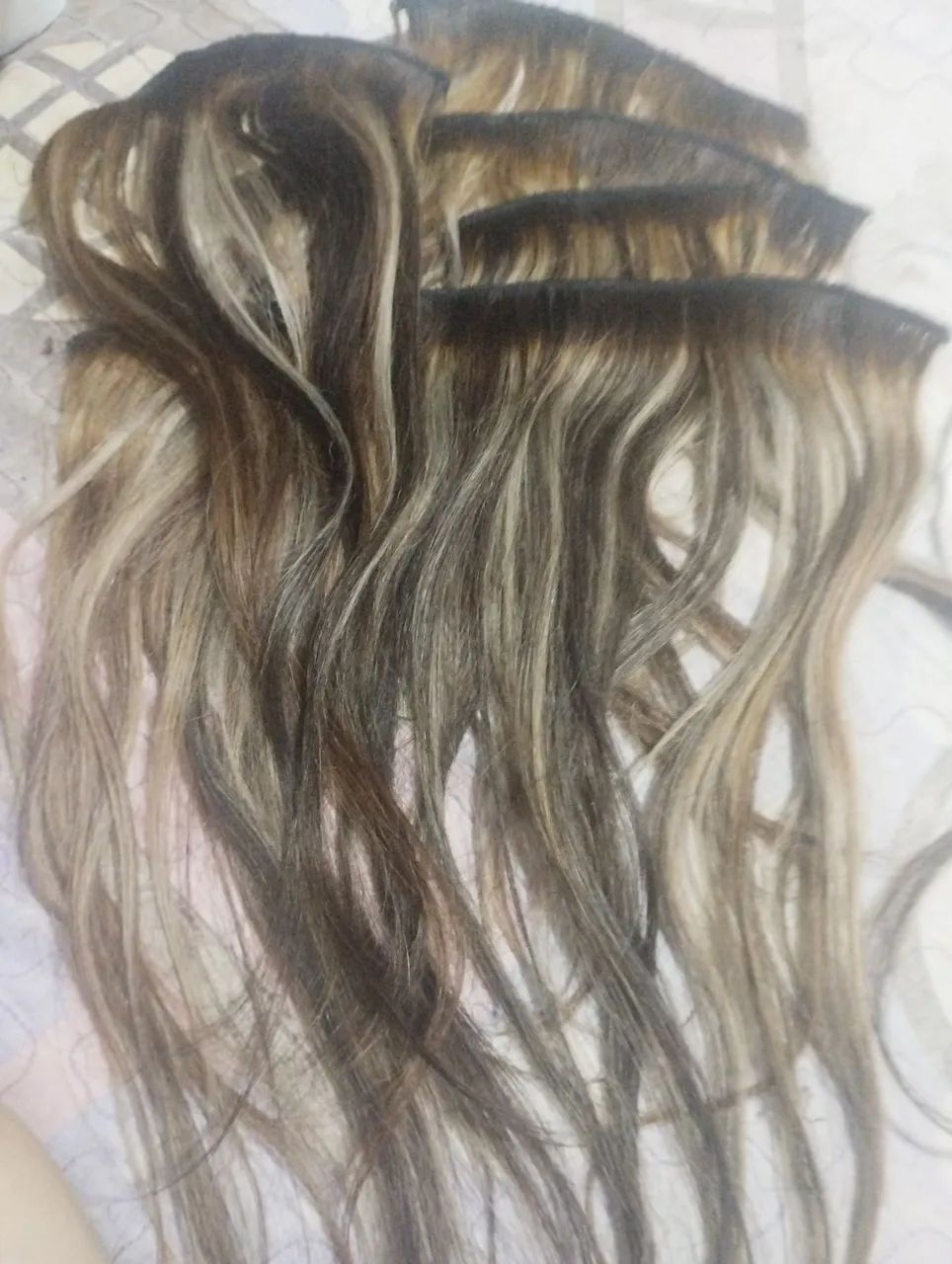 Mega Hair humano loiro com mechas - Foto 4