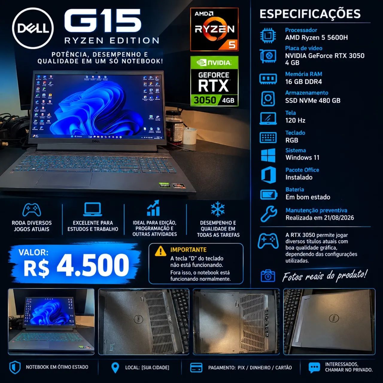 Notebook Gamer Dell G15 Ryzen Edition