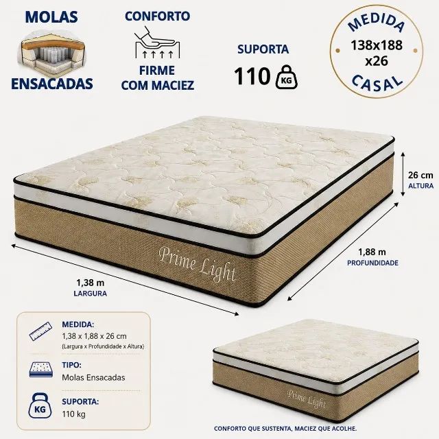 Colchão casal D28 prime light com molas ensacadas - Foto 2