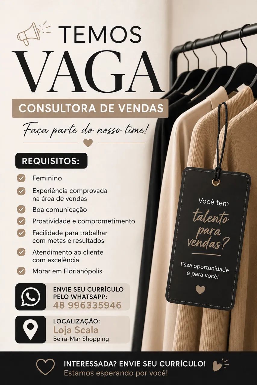 Vaga disponível vendas