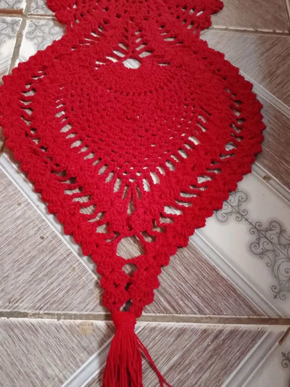Trilho de mesa crochê - Foto 3