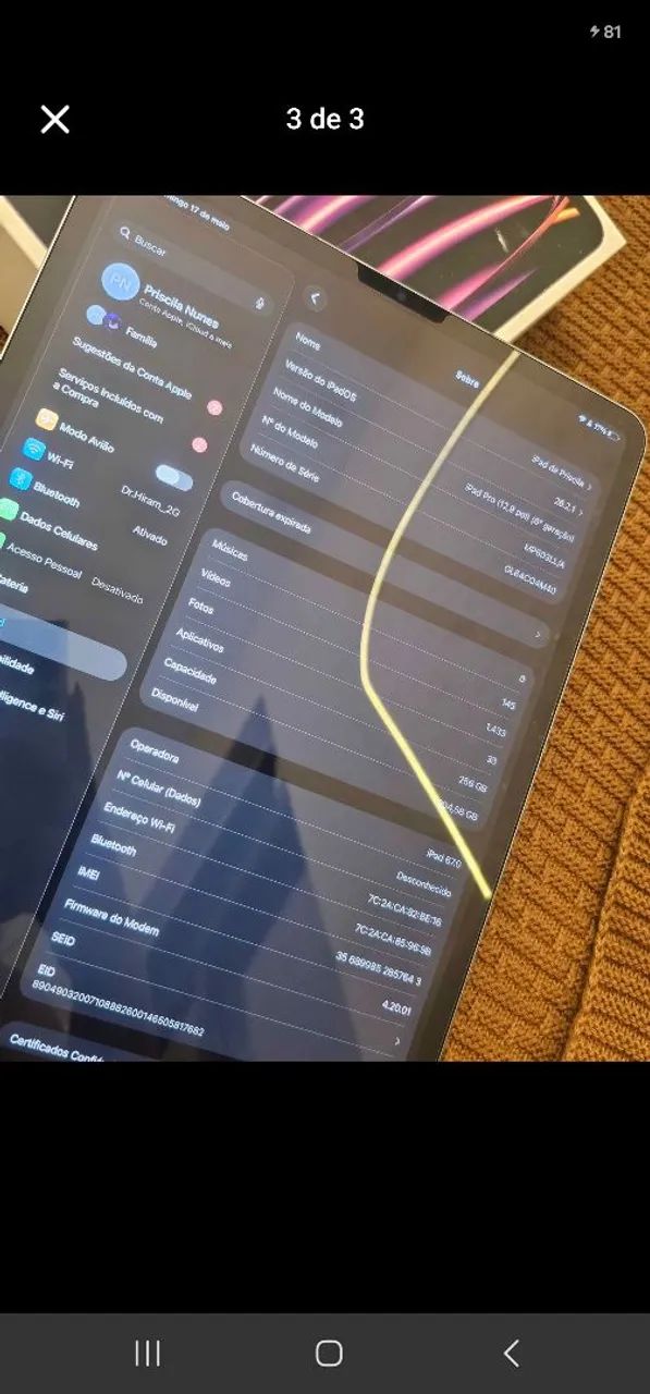 IPAD PRO M2 12.9 POLEGADAS 256GIGAS 6°GERAÇÃO  - Foto 3