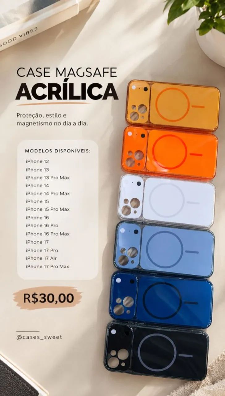 Case Capa Capinha MagSafe Acrílica iPhone