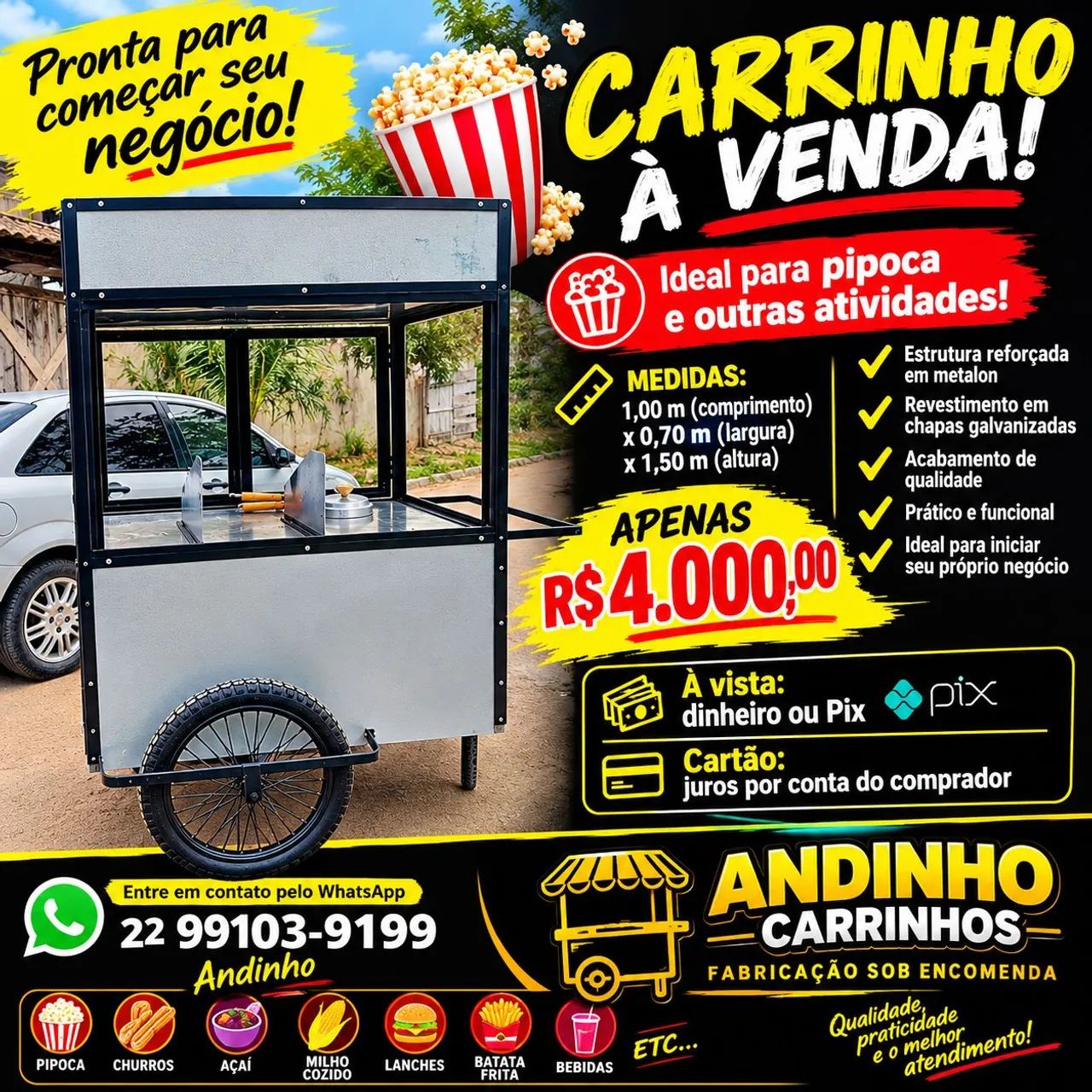 Carrinho disponível pra venda. 