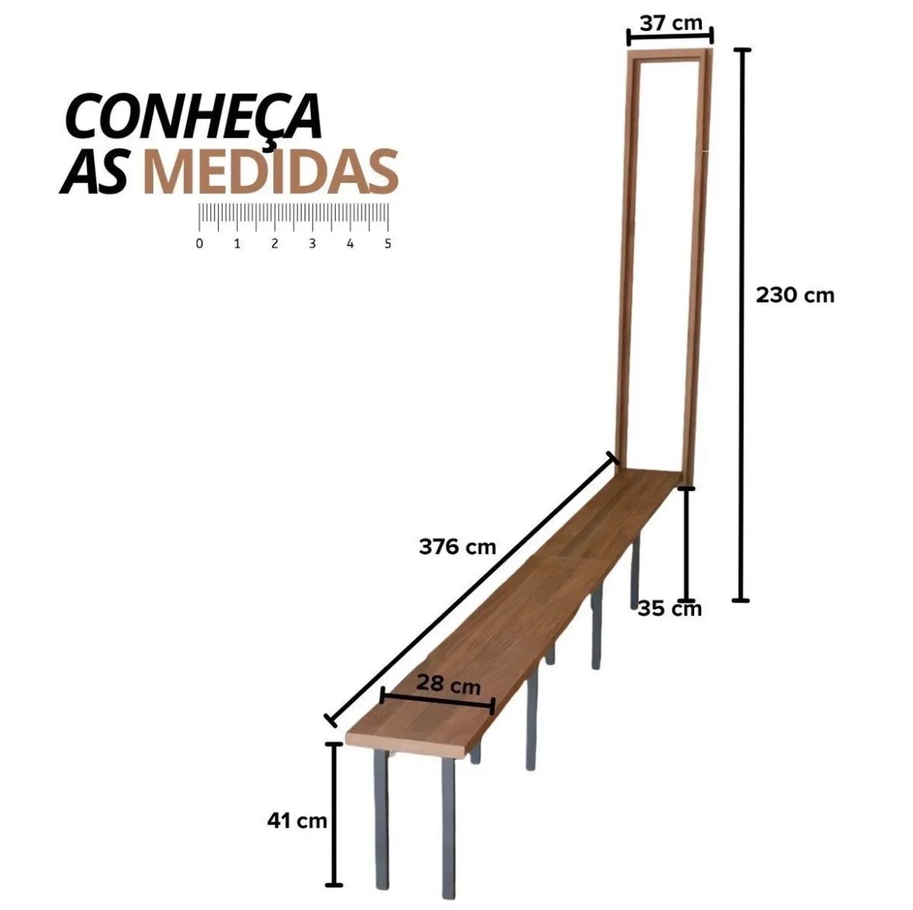 Mesa dobrável embutida com bancos - Foto 3