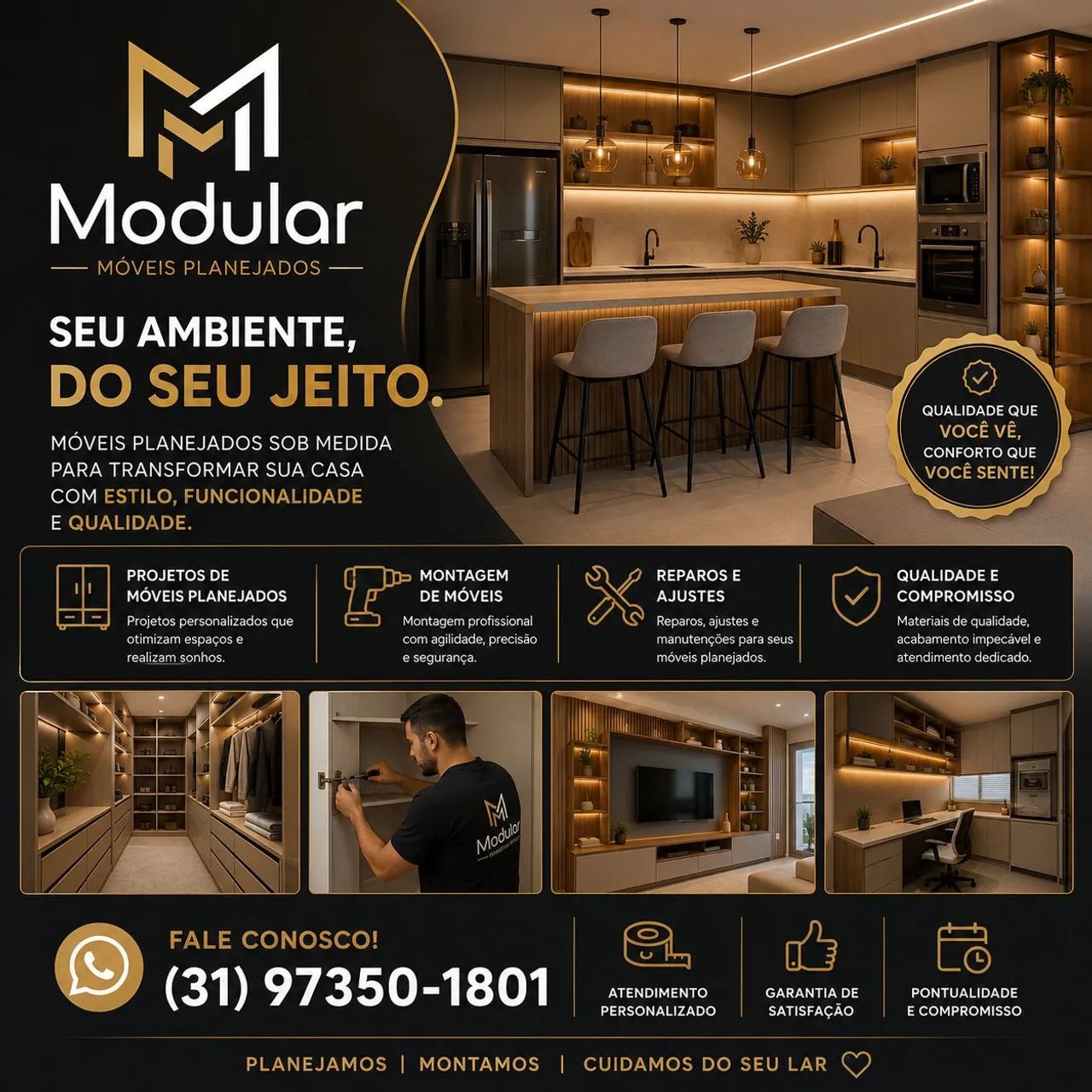 Marceneiro e Montador de móveis convencionais e planejados