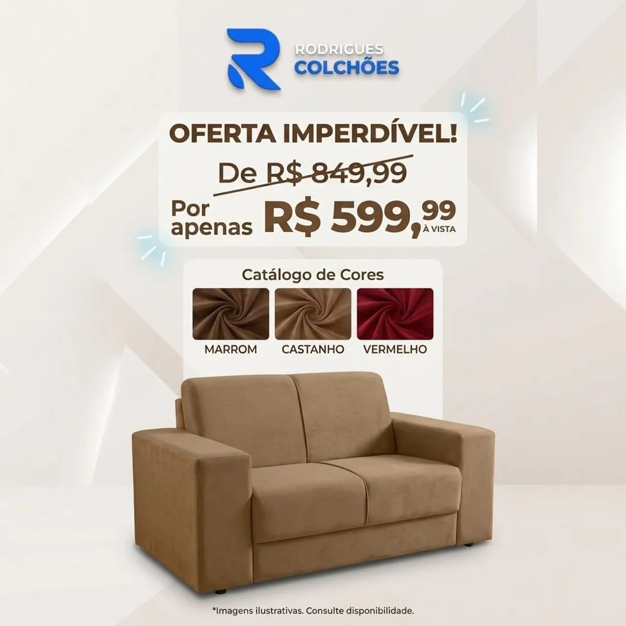 Sofá 2 lugares loja Rodrigues Colchoes 