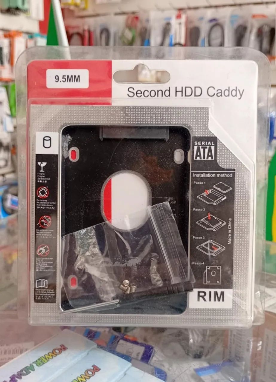 Adaptador Caddy Para Segundo HD ou SSD De Notebook 9.5mm SATA - Novo