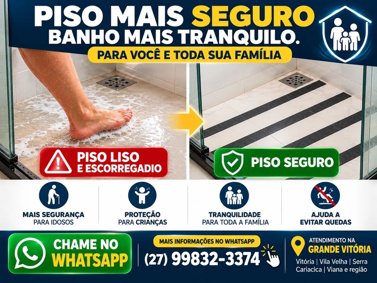 Tratamento antiderrapante para box e escadas