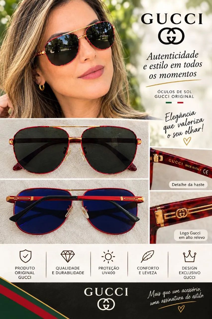 Óculos de sol Gucci autêntico 
