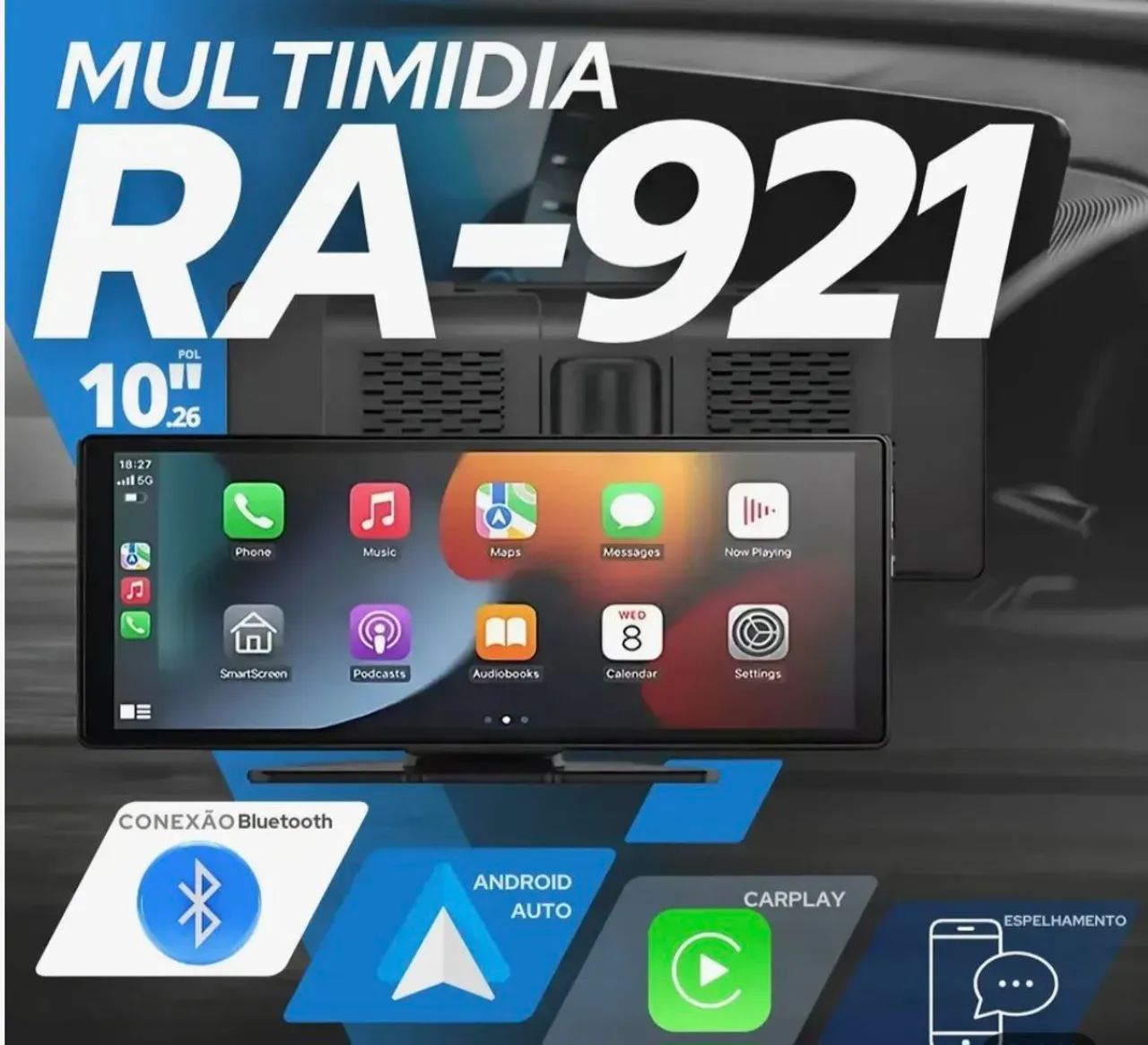 Multimidia portátil 10 polegadas com espelhamento Android Auto e carplay - Foto 2