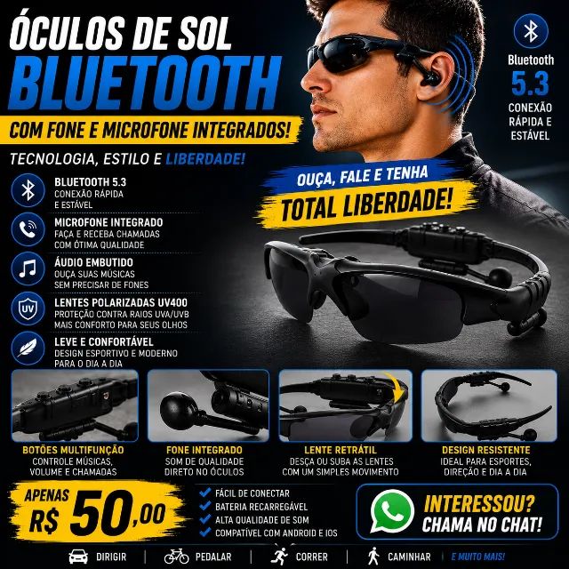ÓCULOS DE SOL BLUETOOTH COM FONE INTEGRADO