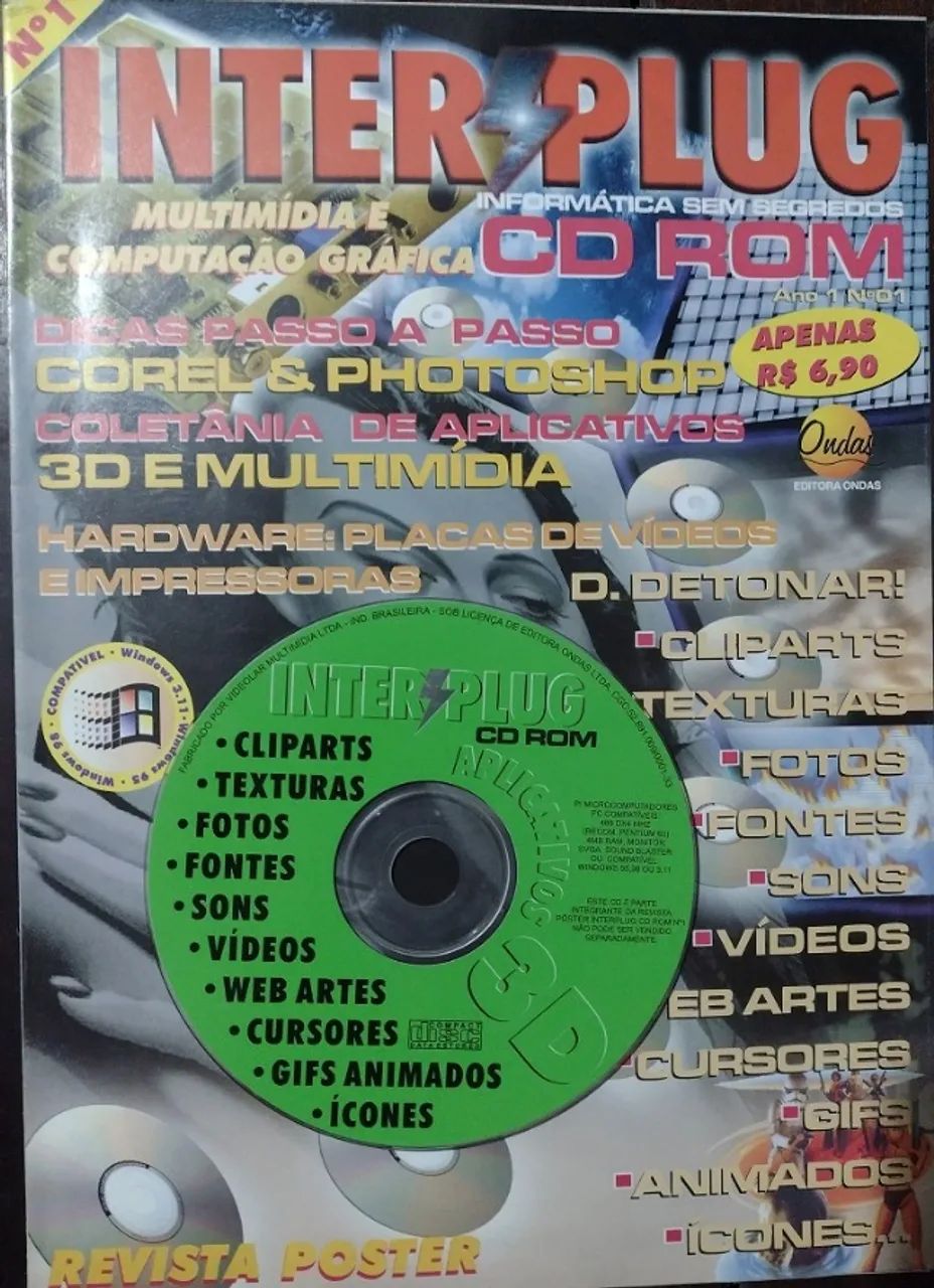 Cd Rom Multimídia e Computação Gráfica - Revista Inter Plug Nº 1 - Editora Ondas - Anos 90
